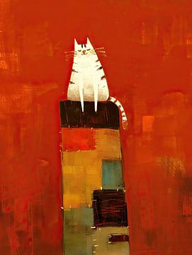 Kattenschilderij | Purr-fect Read van ARTEO Schilderijen
