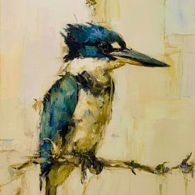 Kingfisher in a soft, painterly style by But First Framing