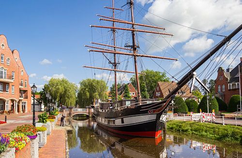 Historic sailing ship in the canal of Papenburg