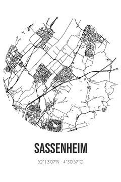 Sassenheim (Zuid-Holland) | Landkaart | Zwart-wit van MijnStadsPoster