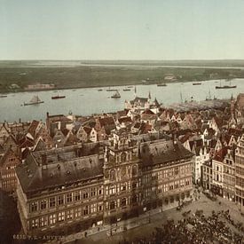Gezicht op Antwerpen, België (1890-1900) van Vintage Afbeeldingen