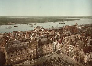 Gezicht op Antwerpen, België (1890-1900) van Vintage Afbeeldingen