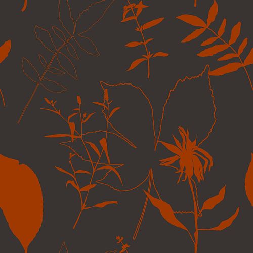 Boho stijl bladeren en bloemen in retro kleuren. Moderne botanische kunst