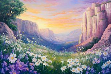 Blooming landscape at sunset by Poster Art Shop