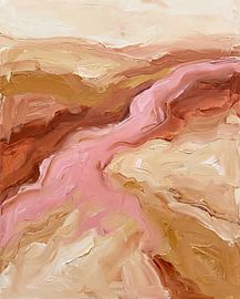 Abstract painting with pink and sand colours