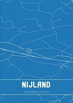 Blauwdruk | Landkaart | Nijland (Fryslan) van Rezona