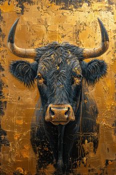 Goldener Stier Majestätische Kraft in Luxuskunst