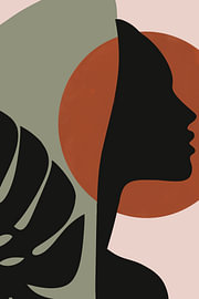 Japandi silhouet in aardetinten van Art Prints