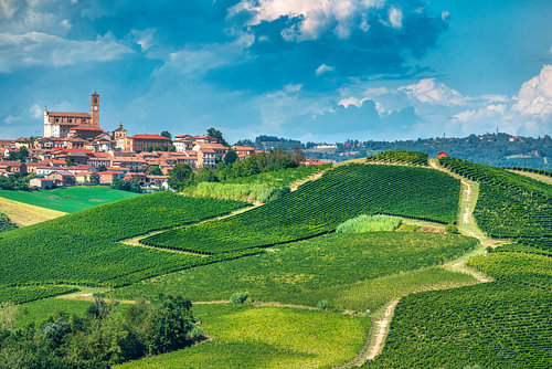 Die Landschaft mit den Dörfern und Weinbergen von Grana Monferrato, Piemont von Stefano Orazzini