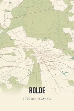 Carte vintage de Rolde (Drenthe) sur Rezona