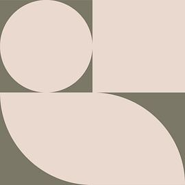 Modernes abstraktes geometrisches Kunstwerk in Olivgrün und Off-White Nr. 9 von Dina Dankers