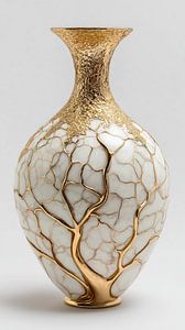 Luxuriöse goldene Baum des Lebens-Vase