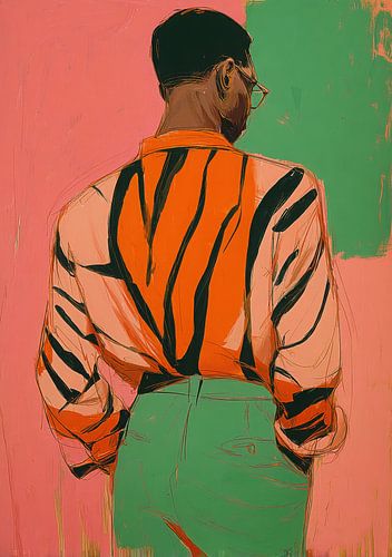 Stylish back view - man in orange