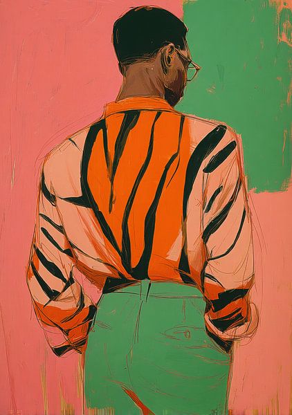 Stijlvol achteraanzicht - man in oranje van Niklas Maximilian