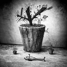 Plant with submarine fish by Menno Dimitri Ouderkerk