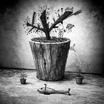 Pflanze mit U-Boot-Fisch