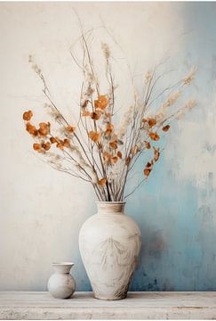 Trockener Blumenstrauß Vase beige orange von Ellen Reografie