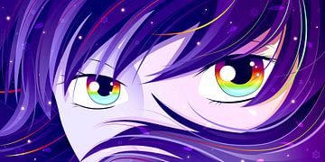 Rainbow Anime Eyes by Mixed media vector arts