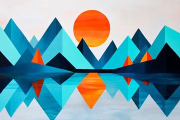 Berglandschap met zonsondergang - Kleurrijk van Poster Art Shop