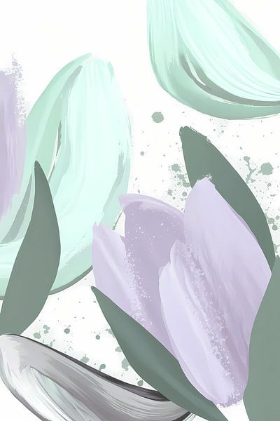 Abstract tulips and leaves by Imperial Art House