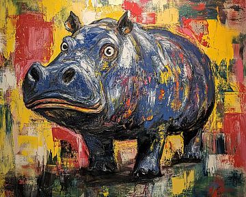 Nijlpaard Schilderij van Blikvanger Schilderijen