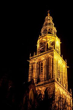 Martinitoren in Groningen  bij nacht van Patricia Hofmeester