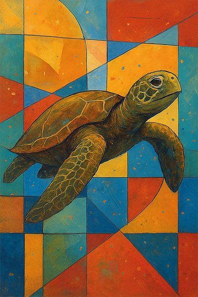 Illustration d'une tortue de mer. par Galerie Hoppenbrouwers