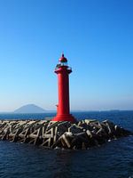 Lonely red lighthouse