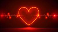 Bright heart. Neon sign. Retro neon heart sign on purple background. Design element for Happy Valentine's Day. Ready for your design, greeting card, banner. Vector illustration.