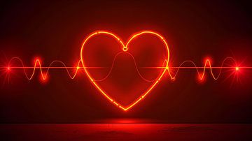 Helder hart. Neon teken. Retro neon hartteken op paarse achtergrond. Ontwerpelement voor Happy Valentine's Day. Klaar voor je ontwerp, wenskaart, banner. Vectorillustratie. van de-nue-pic