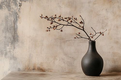 Keramische vaas met sierlijke tak