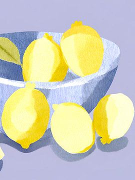 Zitronen in lilafarbener Schale von Kim Karol / Ohkimiko