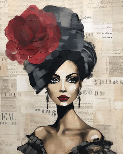 Illustration mixte, portrait moderne