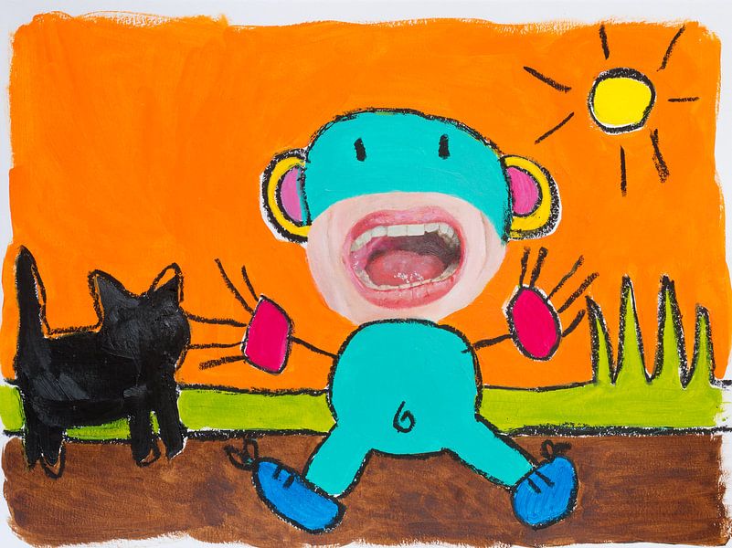 My 5 year old can do that - black cat (from original painting) by QEIMOY
