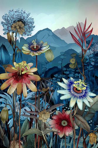 Fleurs de montagne au coucher du soleil n° 17