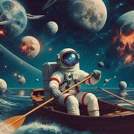 Astronaut segelt durch Galaxien von Evelin
