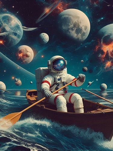 Astronaut segelt durch Galaxien von Evelin