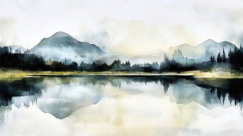 Landschap met bergen en meer