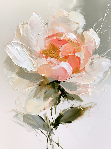 Elegant abstract minimalist blush flower painting