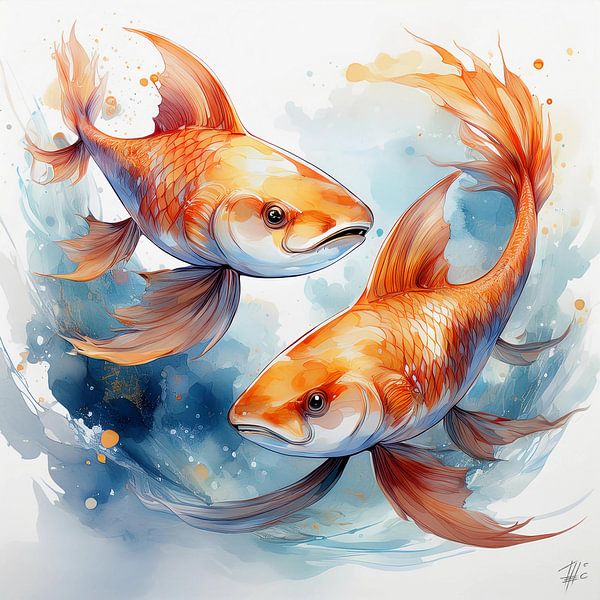 Twee koi van Ted Decker