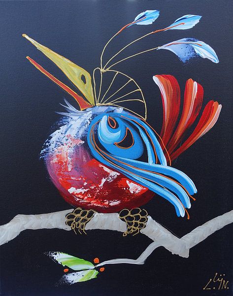 Bird Looking Left Acrylic by Lineke Lijn