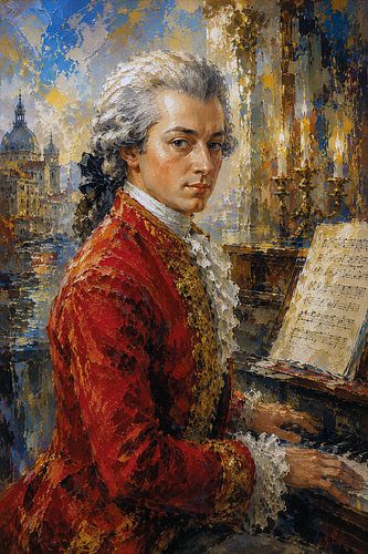Componist Wolfgang Mozart schilderij.