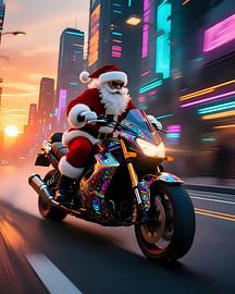 Santa on fast track by Jean Pierre
