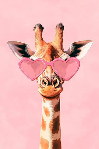 Girafe avec lunettes de soleil en forme de cœur sur Poster Art Shop