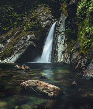 Waterval in Nieuw-Zeeland van Jip van Bodegom