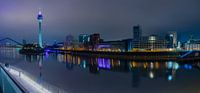 Panorama of the Düsseldorf skyline in the evening with the Rhine Tower. by Kim Willems thumbnail