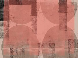 Rustic shapes. Modern abstract art in pink terra, beige, black. by Dina Dankers
