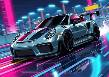 Porsche 911 GT3 RS Grijs met zwarte strepen van MIROKKU
