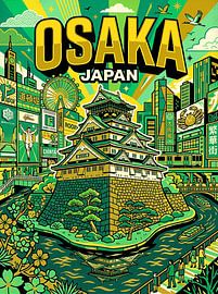 Affiche pop art aux couleurs vives d'Osaka, Japon sur rendy okta