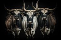 Ankole Watusi with black background by Digitale Schilderijen thumbnail